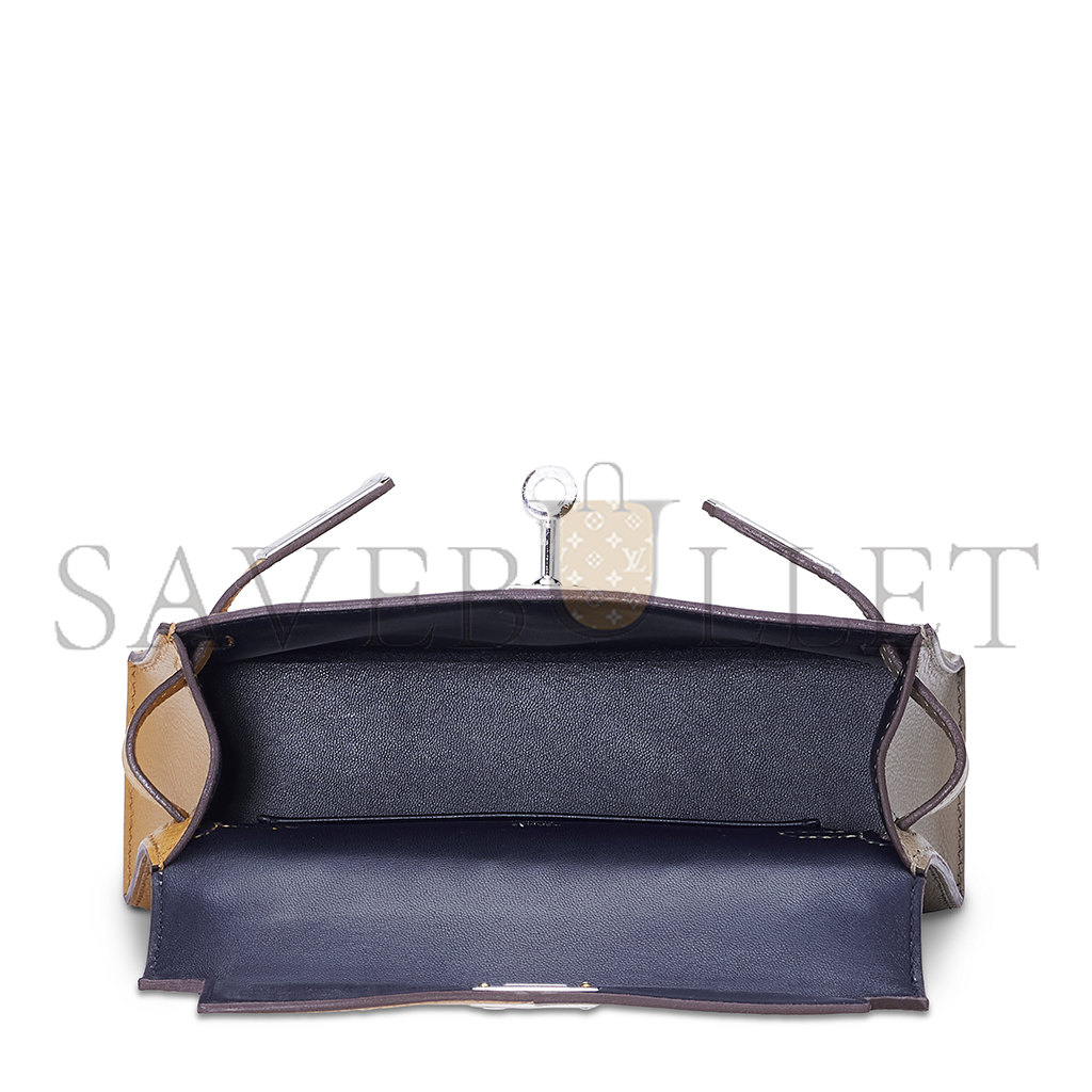 HERMÈS EDITION SESAME, ÉTOUPE & BLEU MINI KELLY II WITH PALLADIUM HARDWARE (19*12*5.5cm)